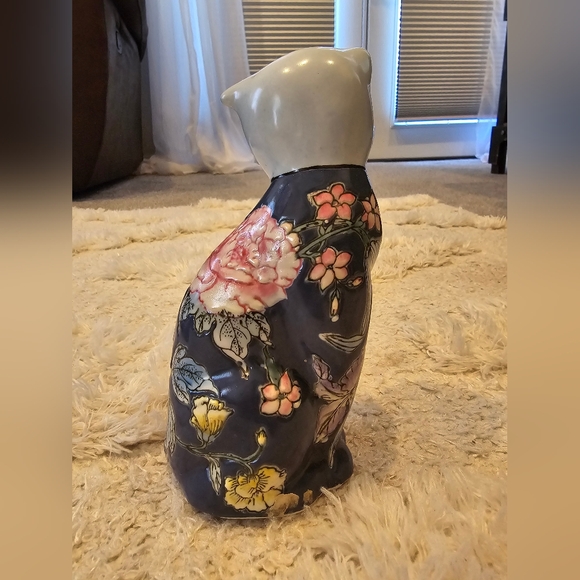 Unique Vintage Porcelain Painted Chinese Cat Figure Statue Art Deco - Picture 2 of 6